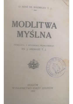 Modlitwa Myśli ,1922r.