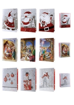 Karnet Boże Narodzenie A5 grający 3D 12 sztuk mix