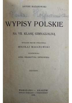 Wypisy Polskie na VII klasę gimnazjalną 1923 r.