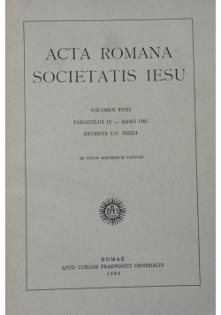 Acta Romana  Societatis Iesu, XVIII
