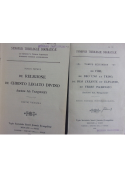 Synopsis Theologiae Moralis et Pastoralis, 1924 r. T. I - II