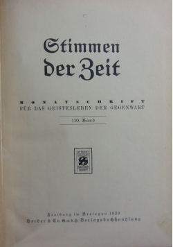 Stimmen der Zeit 110 band, 1926r.