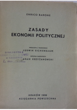 Zasady ekonomii politycznej, 1938 r.