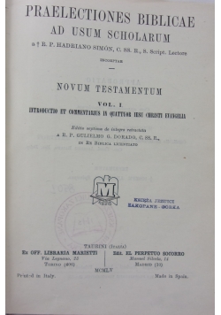 Praelectiones Biblicae ad Usum Scholarum Vol 1