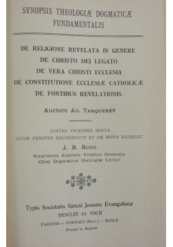 Synopsis theologiae dogmaticae,1949r.