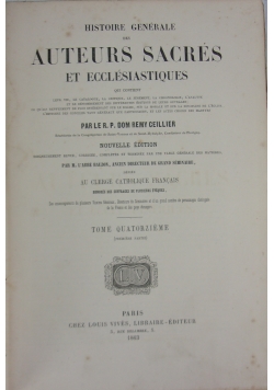 Histoire generale des Auteurs Sacres et ecclesiastiques, tom 14, 1863 r.