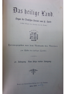 Das heilige Land, 43 Jahrgang, 1899 r.
