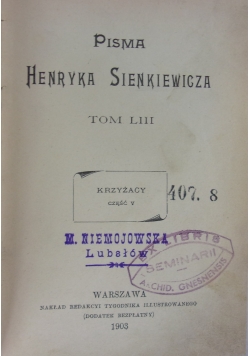 Pisma Henryka Sienkiewicza, Zestaw 5 tomów,1903r