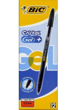 Pióro żelowe Cristal Gel + Fine czarny (12szt) BIC