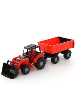 Majster traktor z przyczepą i łyżką