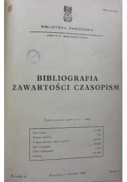 Bibliografia zawartości czasopism rocznik 41, zeszyt od 1 do 4