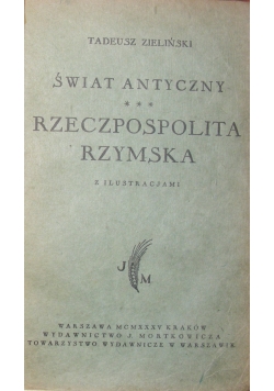 Świat antyczny rzeczpospolita rzymska, 1935 r.