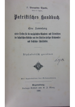 Patristisches Handbuch ,1888r.