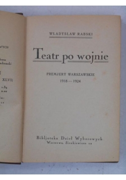 Teatr po wojnie, ok. 1925 r.