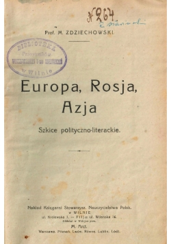 Europa ,Rosja ,Azja,1923r.