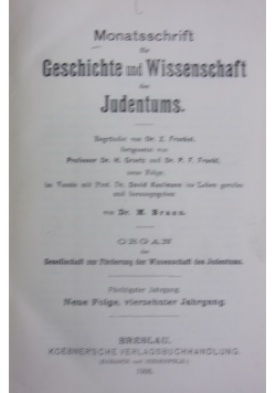Monatsschrift fur Geschichte und Wissenschaft des Judentumus, 1906r.