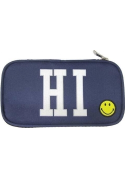 Piórnik owalny kompaktowy Smiley Blue