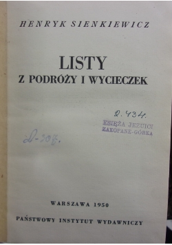 Listy z podróży i wycieczek,1950 r.