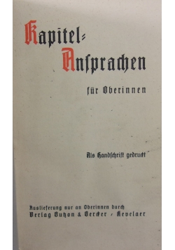 Kapitel Ansprache, 1932r.