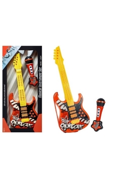 Gitara elektryczna z mikrofonem czerwono-czarna