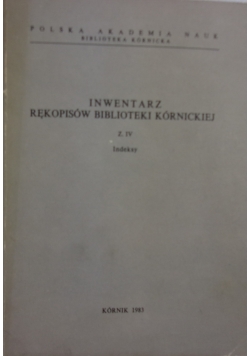 Inwentarz rękopisów Biblioteki Kórnickiej