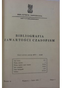 Bibliografia zawartości czasopism, Rocznik 30,  Zeszyt od 7 do 9