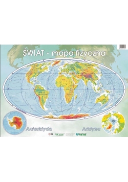 Świat mapa fizyczna. Podkladka na biurko