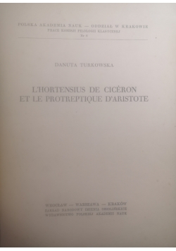 L'Hortensius de Ciceron et le protreptique d'aristote