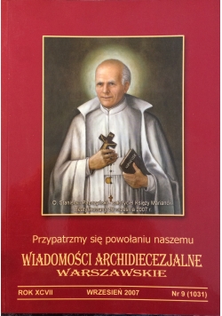 Wiadomości Archidiecezjalne Warszawskie, 09.2007