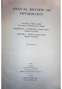Annual review of physiology Volume 24