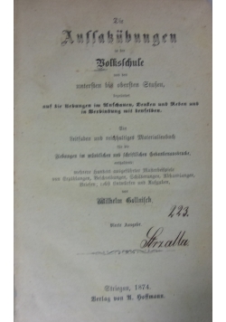 Die Aussakubungen in der Volksschule, 1874 r.