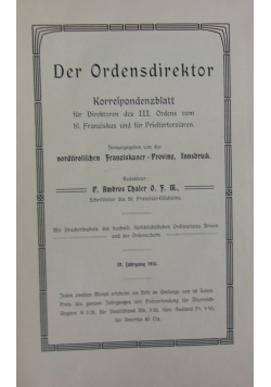 Der Ordensdirektor, 1910r.