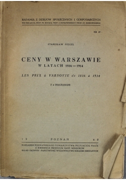 Ceny w Warszawie w latach 1816 1914 1949 r.