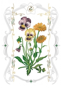 Karnet kwiaty bratki 12x18 + koperta