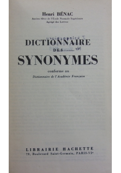 Dictionnaire des synonymes