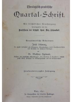 Theologisch praktische Quartalschrift 45. band, 1892r.