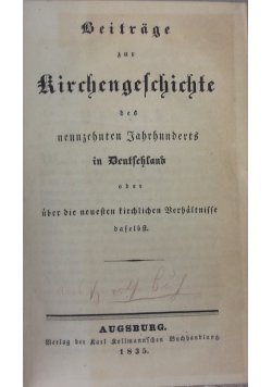 Beitrage zur Kirchengeschichte,1835r.