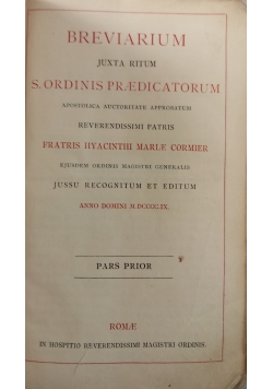 Breviarium Juxta Ritum Sacri Ordinis Praedicatorum 1909 r.