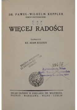 Więcej radości, ok. 1928 r.