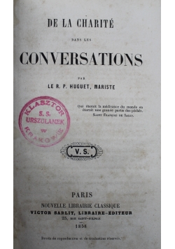 De la Charite dans les Conversations  1858 r