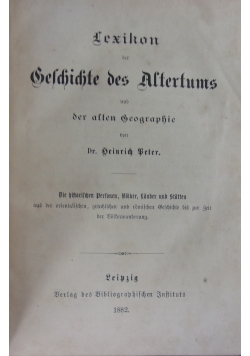Lexikon der Geschichte des Altertums. 1882 r.