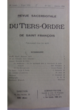 Du Tiers-Ordre de saint francois, tom IX, 1934r.