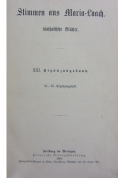 Stimmen aus Maria-Laach XXI band, 1902r.