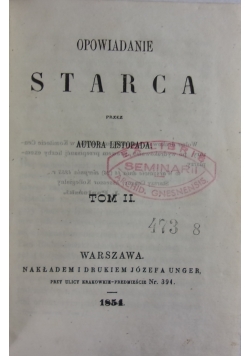 Opowiadanie starca, Tom II, 1854 r.