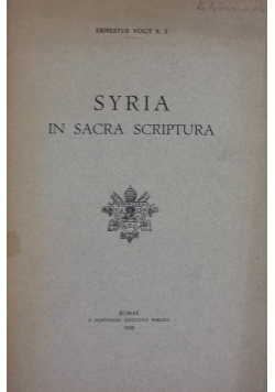 Syria in sacra scriptura, 1936 r.