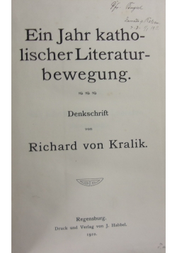 Ein Jahr katholischer Literatur bewegung,1910r.