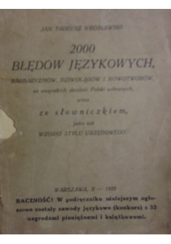 2000 błędów językowych , 1926 r.