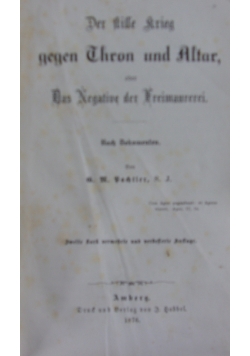 Der Stille Krieg gegen Thron und Altar