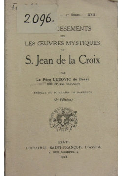 Eclaircissements sur Les Oeuvres Mystiques, 1928r.