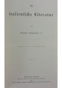 Die italienische literatur, 1911r.
